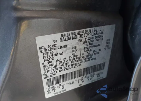 2002 Mazda Tribute Es V6/Lx V6 from USA, damaged, VIN 4F2YU081X2KM57393